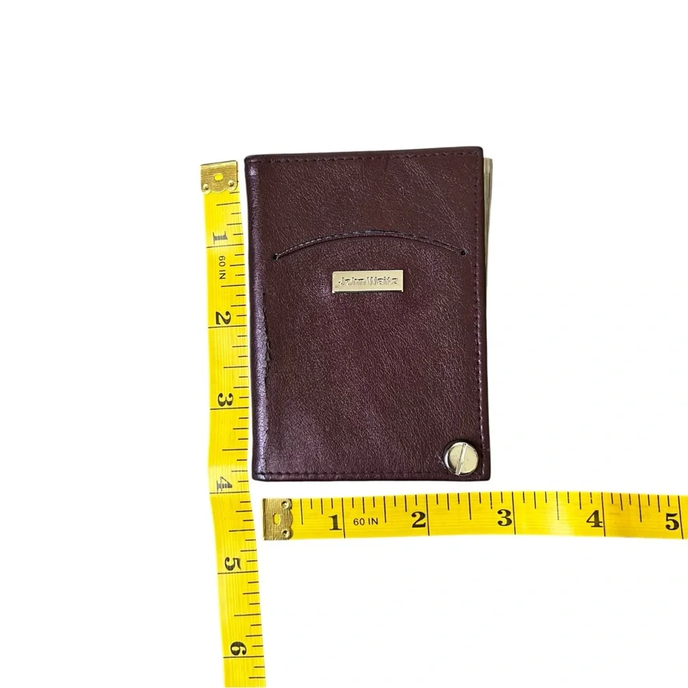 Vintage John Weitz Mens Burgundy Leather Slim Bifold Card Holder Passcase Wallet